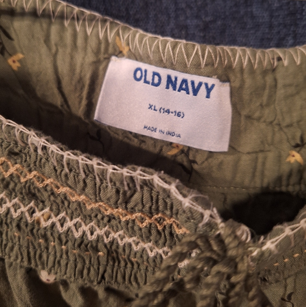 Back To School! Old Navy Olive Green Sleeveless Dress Girl's XL (14-16) - Picture 3 of 4